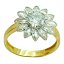 Sortija de Oro 18K con Flor de Circonitas Blancas – Belleza Natural en una Joya